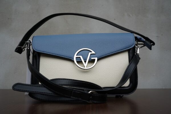 Geanta Mini Clutch culoare Albastru cu Alb