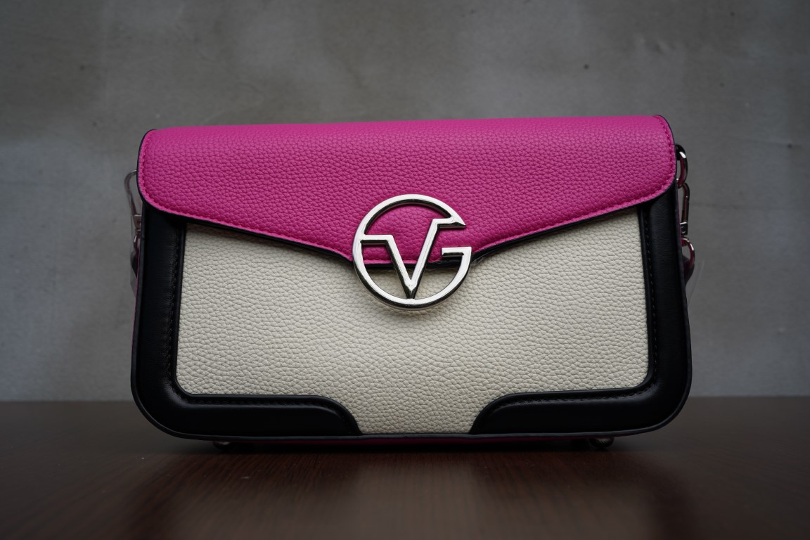 Geanta Mini Clutch culoare Roz cu alb