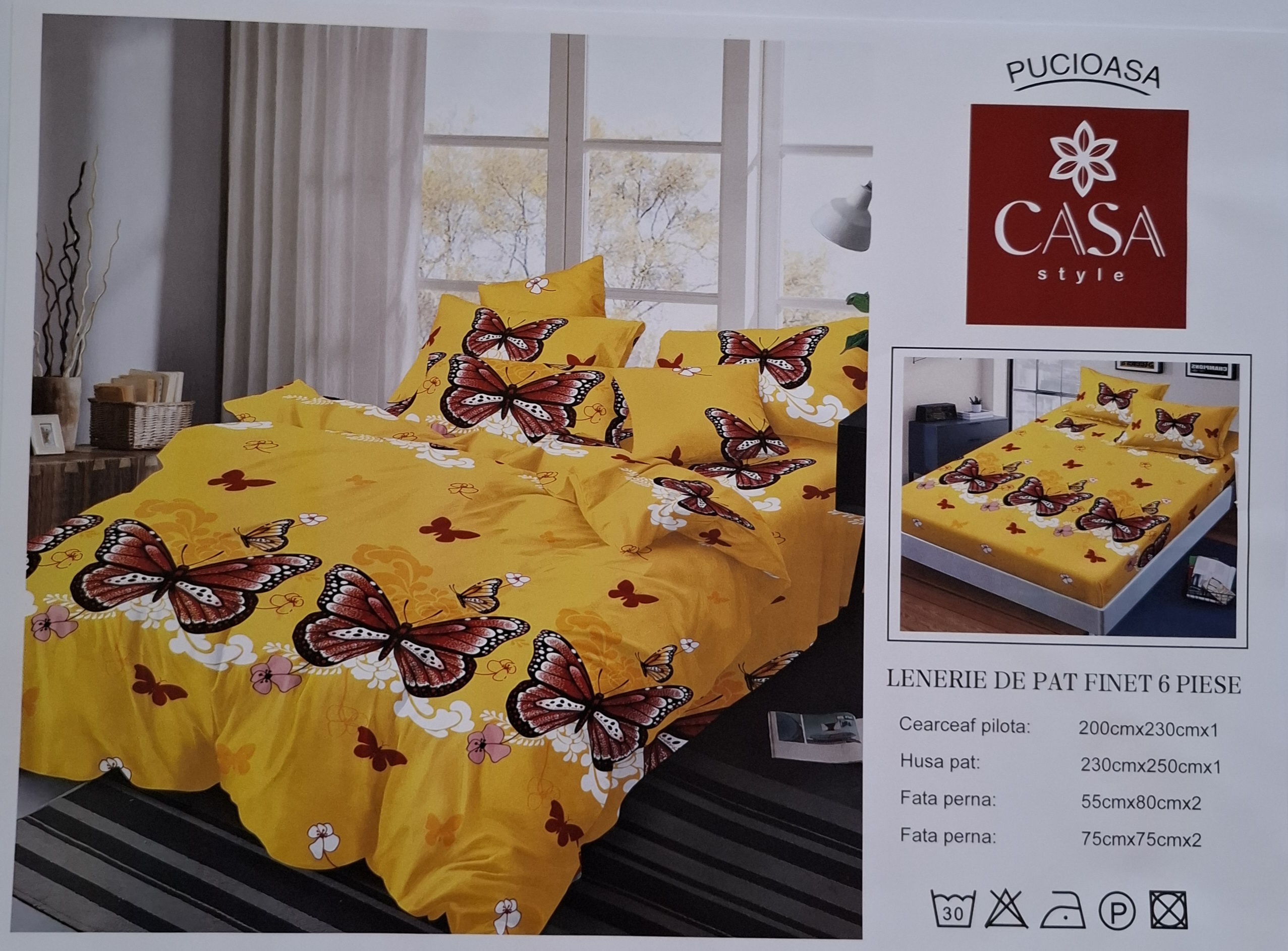 Lenjerie finet, 2 persoane, 6 piese, Casa Pucioasa